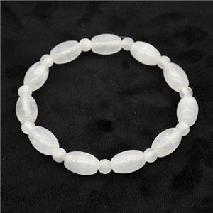 White Selenite Bracelet Stretchy Rice, approx 8x12mm