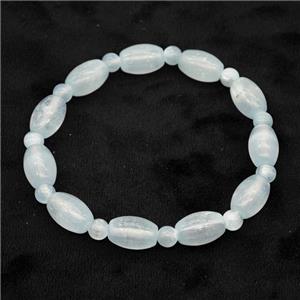 Lt.blue Selenite Bracelet Stretchy Rice, approx 8x12mm