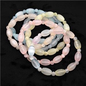 Selenite Bracelet Stretchy Rice Mixed Color, approx 8x12mm