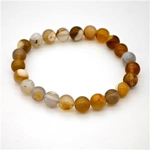 Natural Agate Bracelet Dye Smooth Round Stretchy, approx 8mm