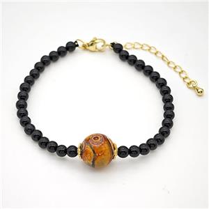 Black Onyx Agate Bracelet, approx 12mm, 4mm