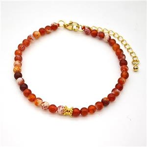 Red Fire Agate Bracelet Dye, approx 4mm