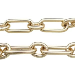 Aluminium Paperclip Chain Gold Plated, approx 12-15mm, 12-26mm