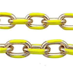 Aluminium Rolo Chain Yellow Enamel Gold Plated, approx 15-21mm