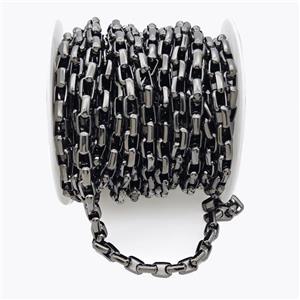 Iron Box Chain Black Plated, approx 7-11mm