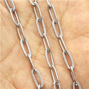 Copper Paperclip Chain Platinum Plated, approx 6-14mm