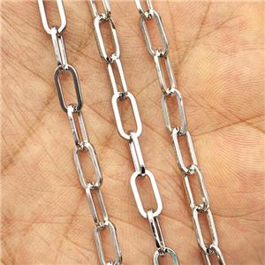 Copper Paperclip Chain Platinum Plated, approx 5-10mm