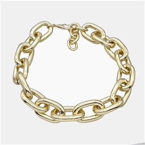 Aluminum Chain Necklace Gold Plated, approx 25-40mm, 7mm, 45cm length