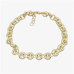 Aluminum Chain Necklace Gold Plated, approx 15mm, 13-17mm, 45cm length