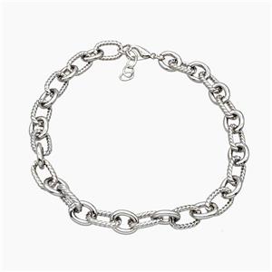 Aluminum Chain Necklace Platinum Plated, approx 14-18mm, 14-22mm, 45cm length