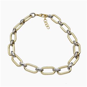 Aluminum Chain Necklace Gold Plated, approx 16-30mm, 12-16mm, 45cm length