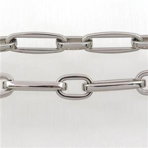 Alloy Chain, platinum plated, approx 10-14mm, 9-24mm