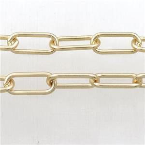 Brass paperclip chain, gold plated, approx 7-17mm