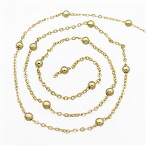 copper ball chain, gold plated, approx 1.5-2mm, 3.5mm