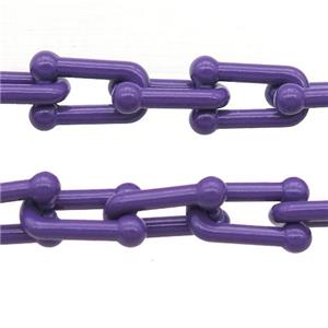 Alloy U-shape Chain with fire purple lacquered, approx 6-11mm