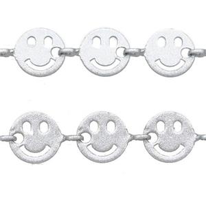 Copper Emoji smileface Chain with fire gray lacquered, approx 6mm