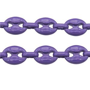 Alloy Chain with fire purple lacquered, pignose, approx 11-14mm