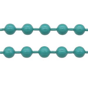 stainless Iron Ball Chain with fire green lacquer, approx 2.4mm