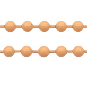 stainless Iron Ball Chain with fire peach lacquer, approx 2.4mm