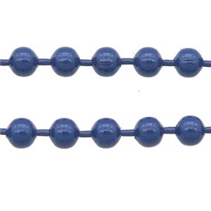 stainless Iron Ball Chain with fire navyblue lacquer, approx 2.4mm