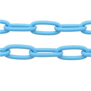 Alloy Paperclip Chain with fire blue lacquered, approx 8-17mm