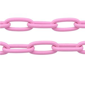 Alloy Paperclip Chain with fire lt.pink lacquered, approx 8-17mm