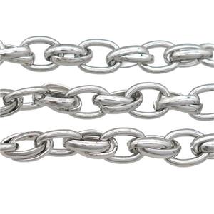 Iron chain, platinum plated, approx 10-15mm, 12-16mm