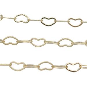 Copper Chain Heart Gold Plated, approx 3x5mm