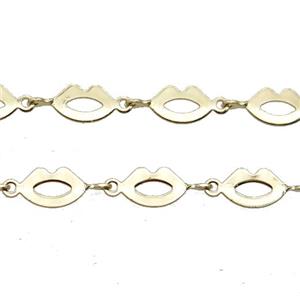 Copper Chain Lip Gold Plated, approx 5x8mm