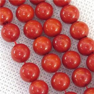 Natural Red Coral Beads Smooth Round, approx 8mm dia