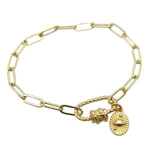 copper bracelet, gold plated, approx 4x11mm, 18cm length