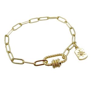 copper bracelet, gold plated, approx 4x11mm, 18cm length