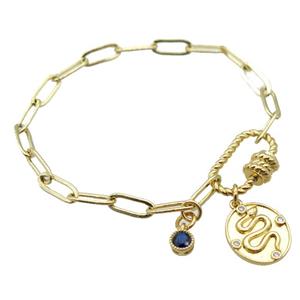 copper bracelet, gold plated, approx 4x11mm, 18cm length
