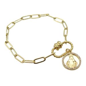 copper bracelet, gold plated, approx 4x11mm, 18cm length