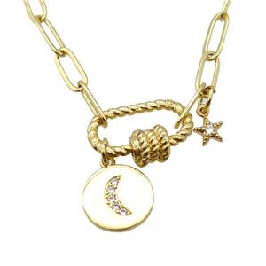 copper necklace, gold plated, approx 4x11mm, 44cm length