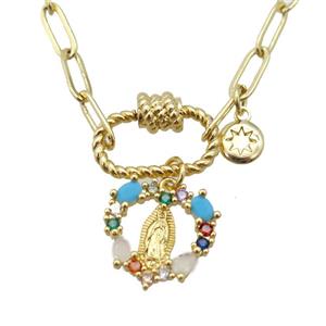 copper necklace, gold plated, approx 4x11mm, 44cm length