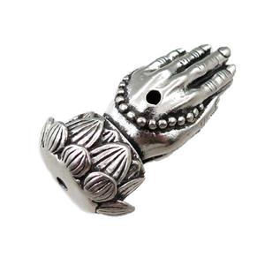 tibetan buddha hand guru zinc beads with lotus, approx 22-38mm