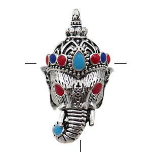 tibetan style elephant charm guru beads, zinc, approx 25-42mm