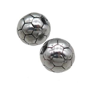 round Stainless Steel football beads Sport antique silver, approx 10mm