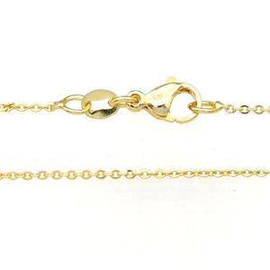 copper necklace chain, unfaded, gold plated, approx 1.2mm, 40cm length