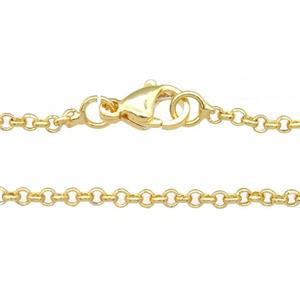 copper necklace chain, unfaded, gold plated, approx 2mm, 40cm length