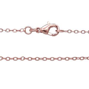 Copper Necklace Chain Unfaded Rose Gold, approx 1.2mm, 42cm length