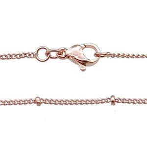 Copper Necklace Chain Unfaded Rose Gold, approx 1.2mm, 42cm length