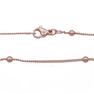 Copper Necklace Satellite Chain Curb Unfaded Rose Gold, approx 1.2mm, 3mm, 42cm length