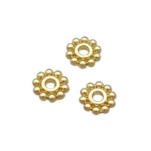 Copper Daisy Spacer Beads Unfaded Gold Plated, approx 6mm