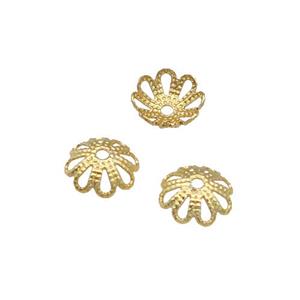 Copper BeadCaps Unfaded Gold Plated, approx 7mm
