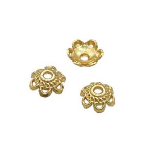 Copper BeadCaps Unfaded Gold Plated, approx 6mm