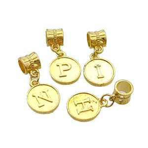 Alloy Pendant Mix Letter Gold Plated, approx 12mm, 8mm, 5mm hole