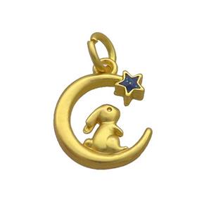 Alloy Moon Rabbit Pendant Duck Gold, approx 13-15mm