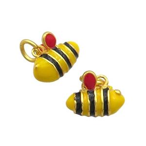 Alloy Honeybee Pendant Yellow Enamel Duck Gold, approx 6-14mm